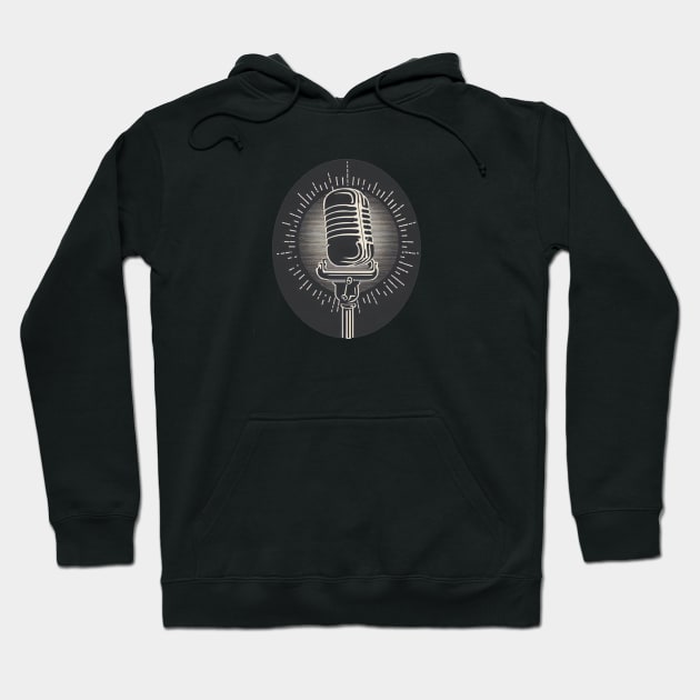 Vintage Microphone Hoodie by Endless Etchings